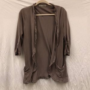 Tan open front cardigan with pockets